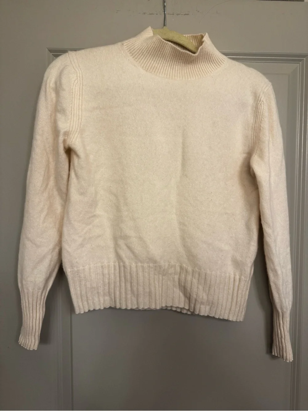 J. Crew Cashmere Cream Ribbed Mock Neck Sweater